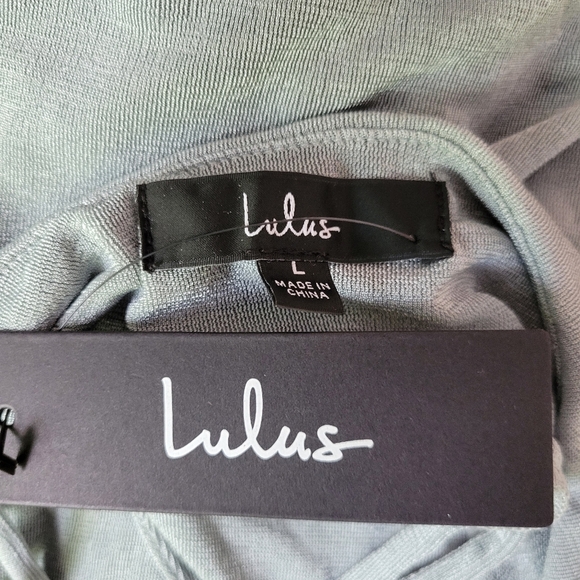 NWT Lulus Size L Slate Blue Surplice Midi Dress - Picture 6 of 7